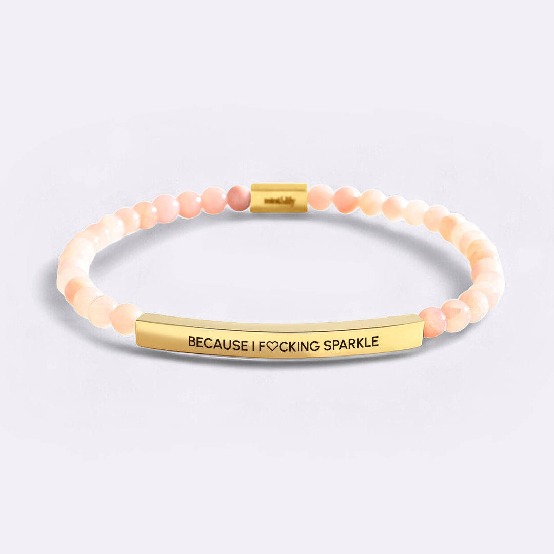 Because I F♡cking Sparkle Gold Beaded Inspire Bracelet