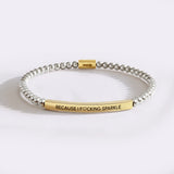 Because I F♡cking Sparkle Gold Beaded Inspire Bracelet