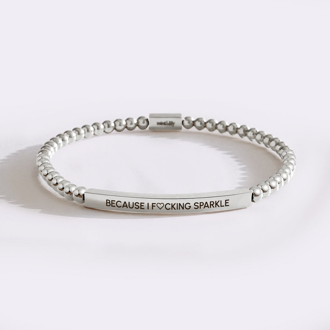 Because I F♡cking Sparkle Gold Beaded Inspire Bracelet