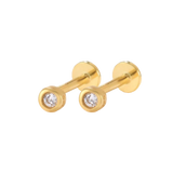 Bezel Stud Flatback Earrings | 16g