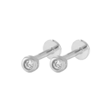 Bezel Stud Flatback Earrings | 16g