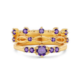 Braided Birthstone Stacking Ring Set