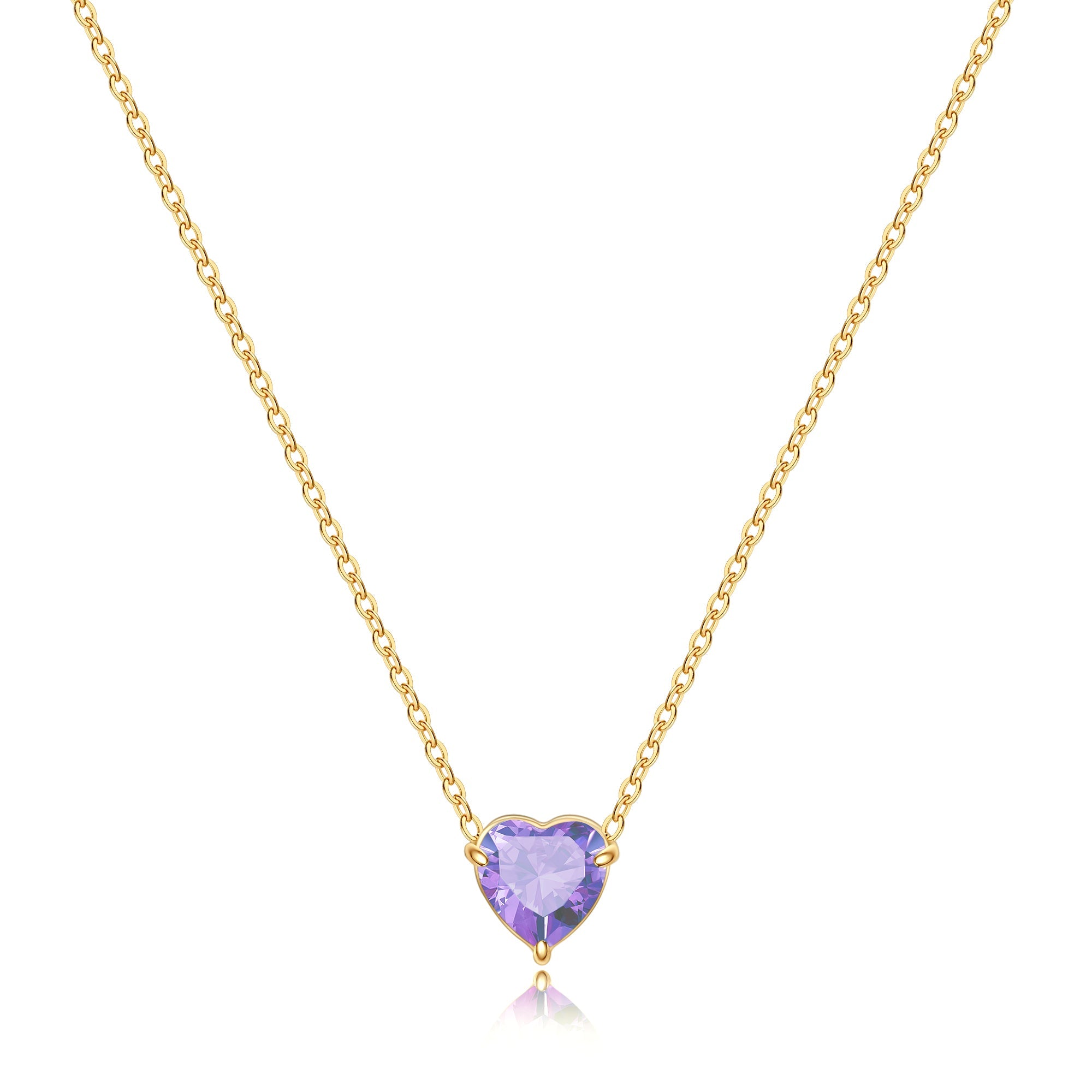 Dainty Birthstone Heart Necklace
