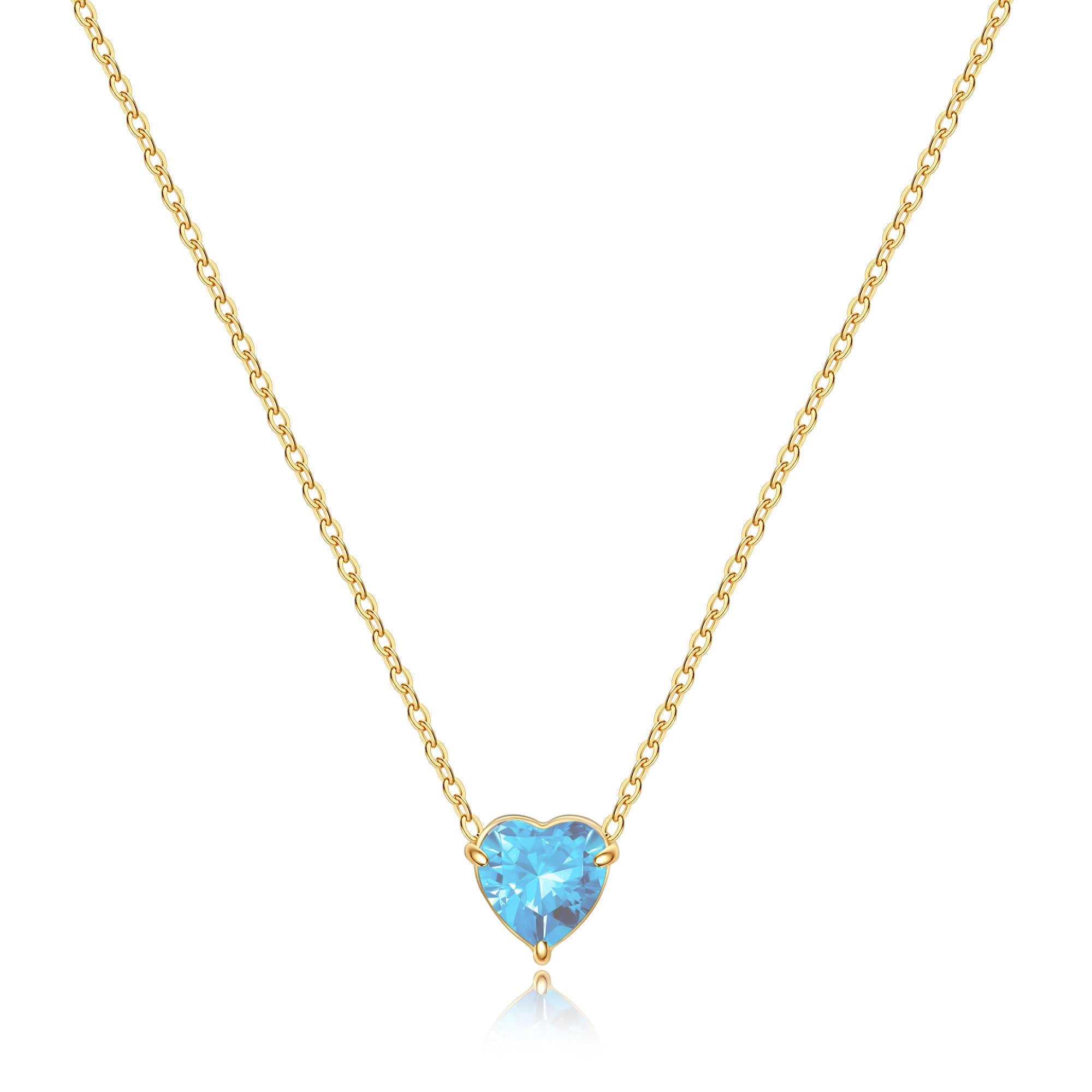 Dainty Birthstone Heart Necklace