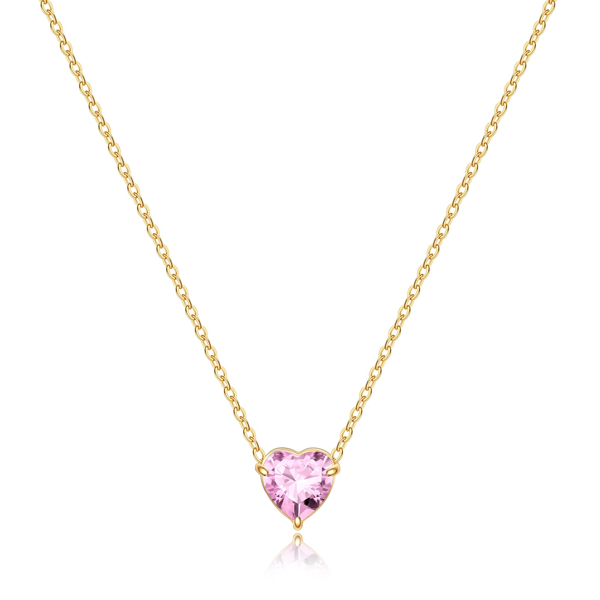 Dainty Birthstone Heart Necklace