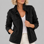 RHODA™ - Vintage Zip Up Button Military Jacket