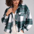 WALA™ - Casual Plaid Button Front Long Sleeve Jacket