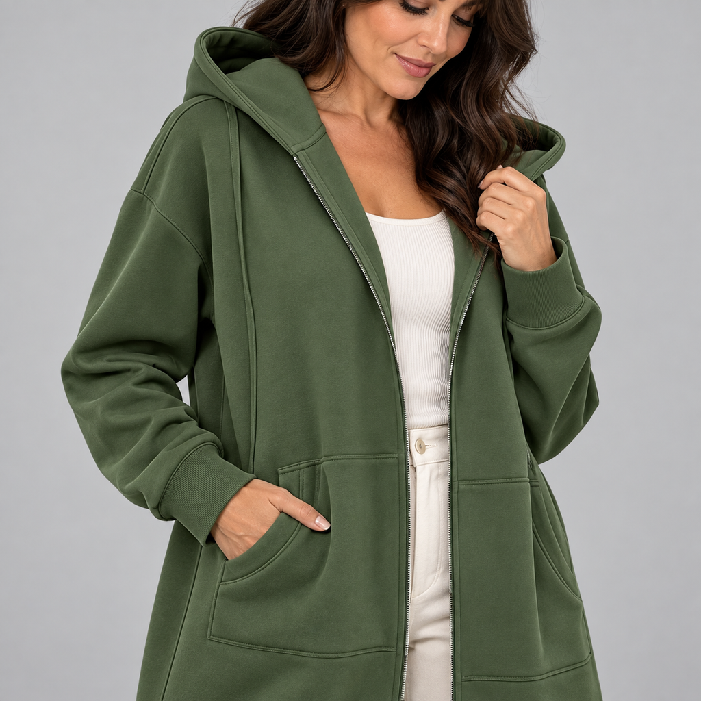 TIOMARA™ - Casual Zip Up Oversized Long Jacket
