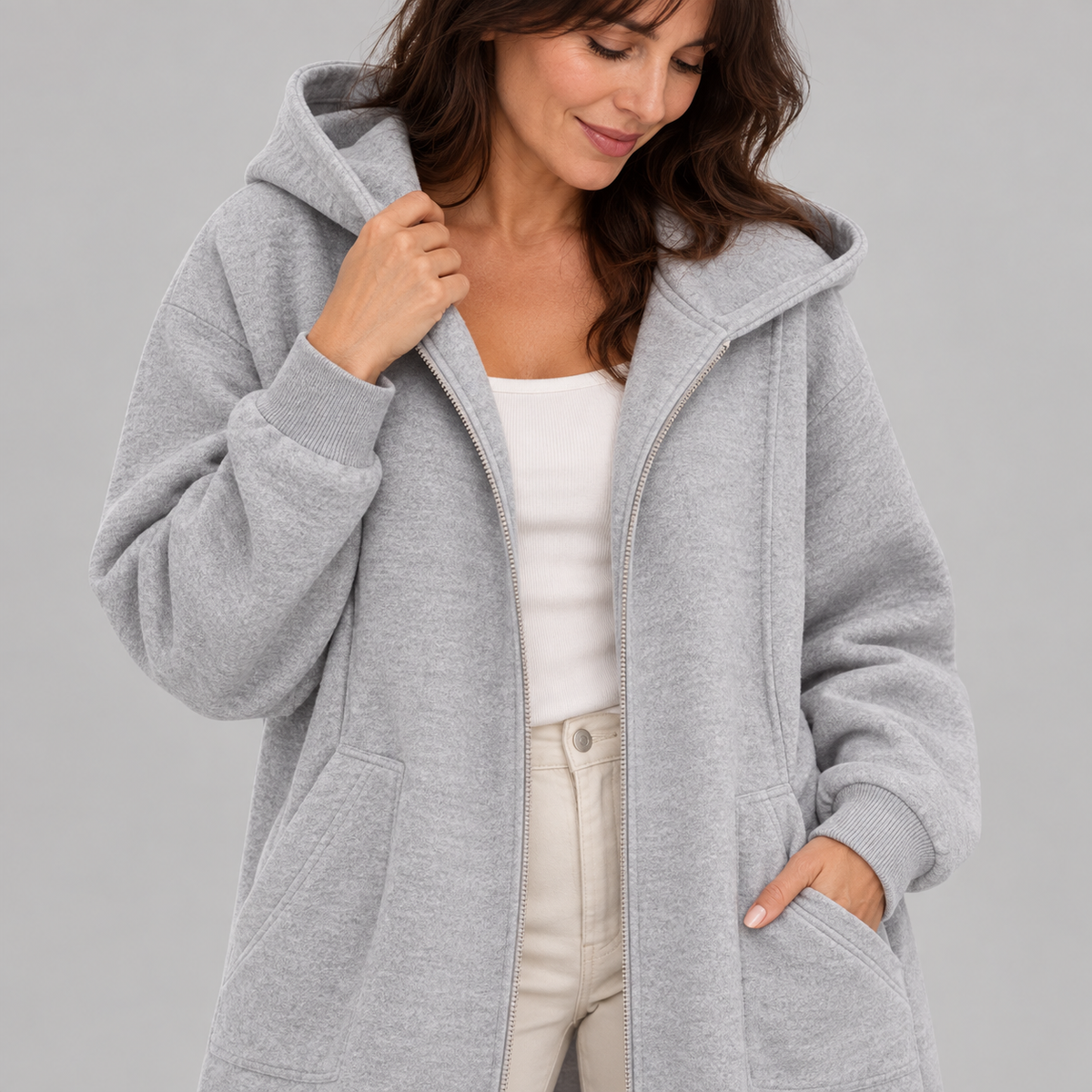 TIOMARA™ - Casual Zip Up Oversized Long Jacket