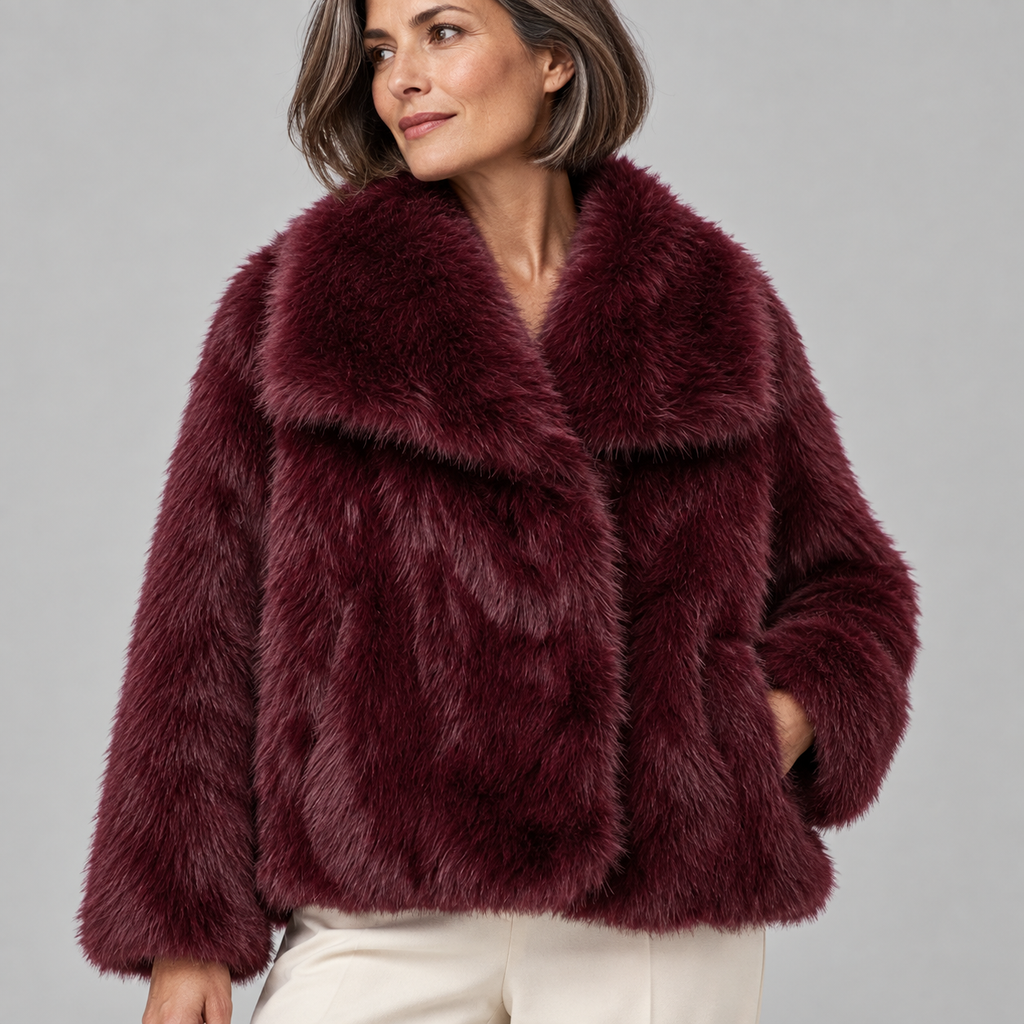 WEENA™ - Classy Long Sleeve Collared Fuzzy Coat