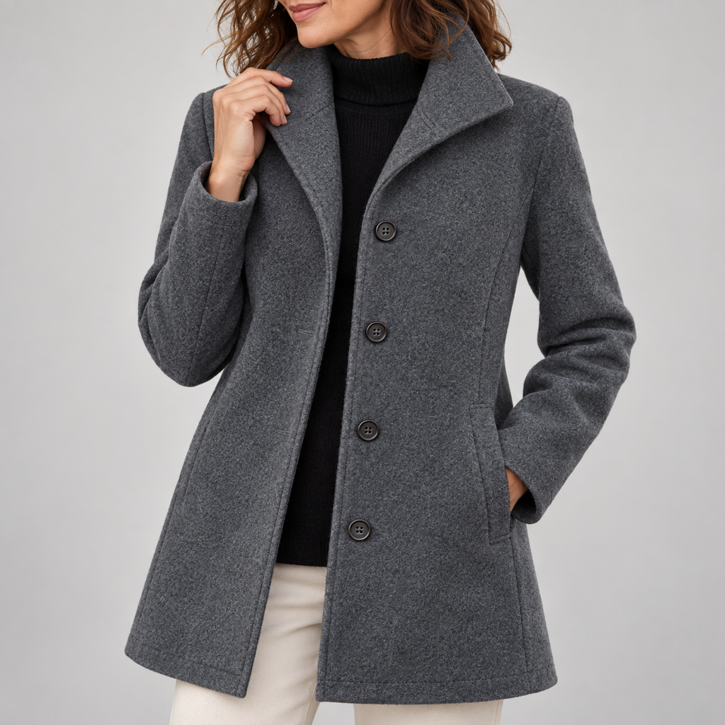 GABRIELA™ - Casual Wool Blend Pea Coat with Single-Breasted Design