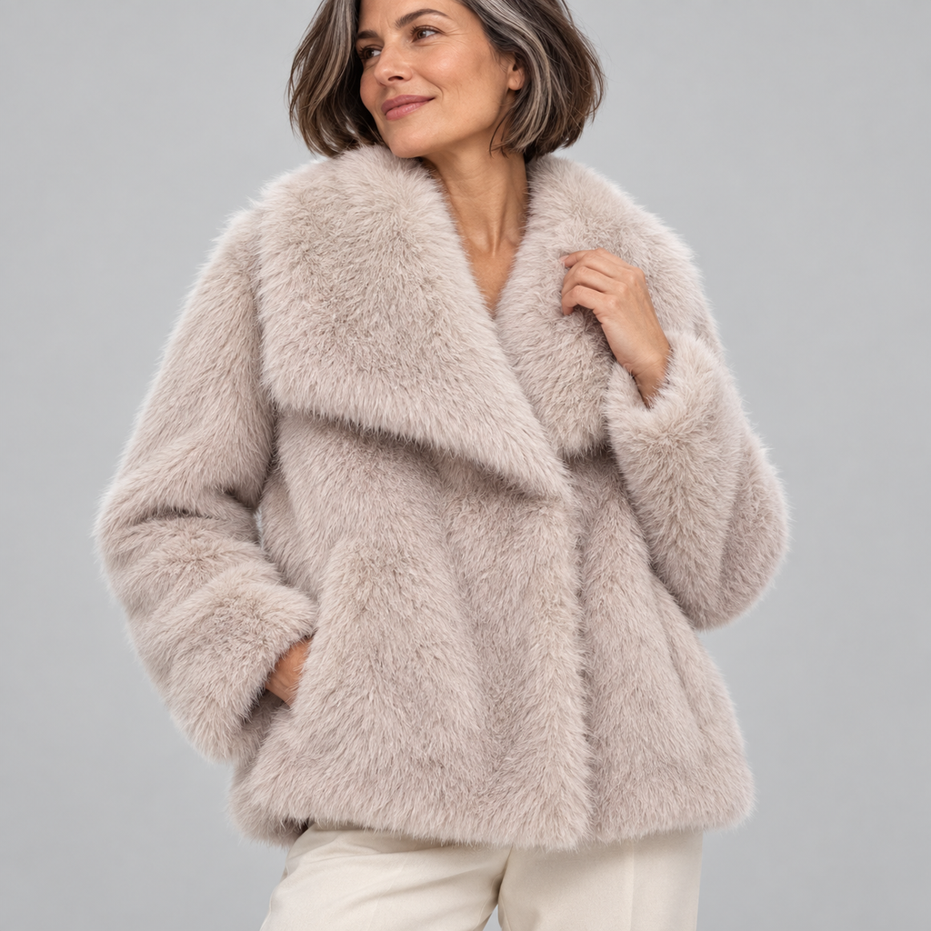 WEENA™ - Classy Long Sleeve Collared Fuzzy Coat