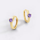 Solitaire Birthstone Huggie Hoop Earrings