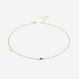 Initial Necklace with Birthstone Accent