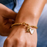 Mint Beaded Bracelet with Mother Of Pearl Initial Heart Charm