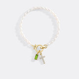 Pearl Cross Charm Bracelet