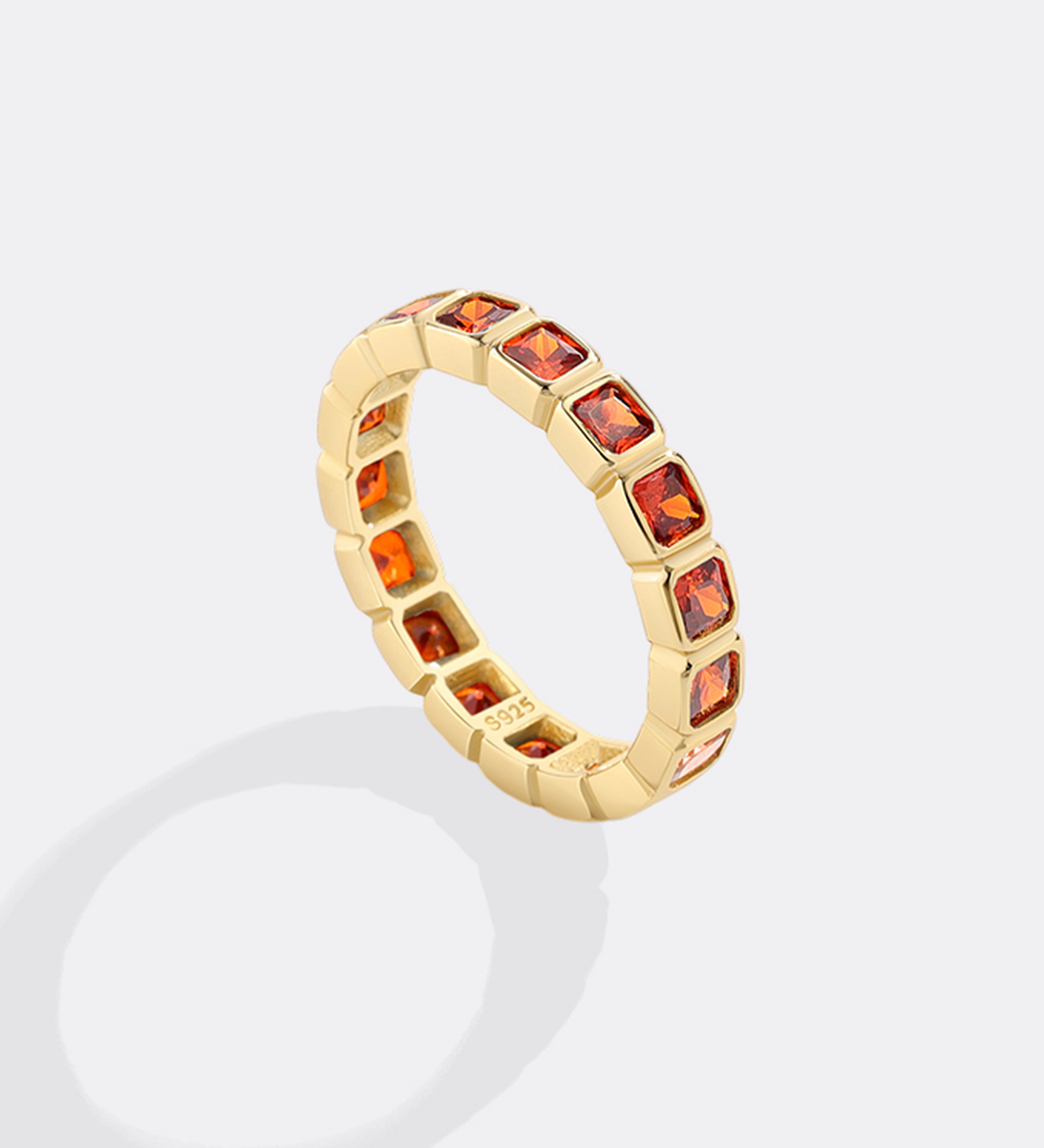Emerald Cut Birthstone Eternity Ring