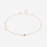 Initial Necklace with Birthstone Accent