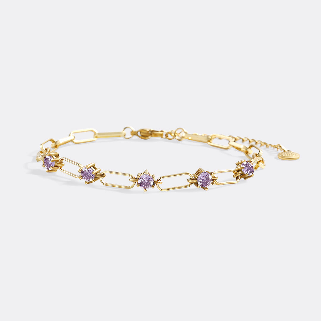 Paperclip Bracelet with Gemstone Accents