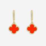 Pave Clover Drop Earrings