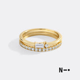 Morse Code and Micro Pave Eternity Ring Stacking Set