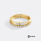 Morse Code and Micro Pave Eternity Ring Stacking Set