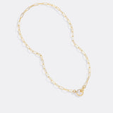 Pave Mint Paperclip Necklace
