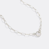 Pave Mint Paperclip Necklace