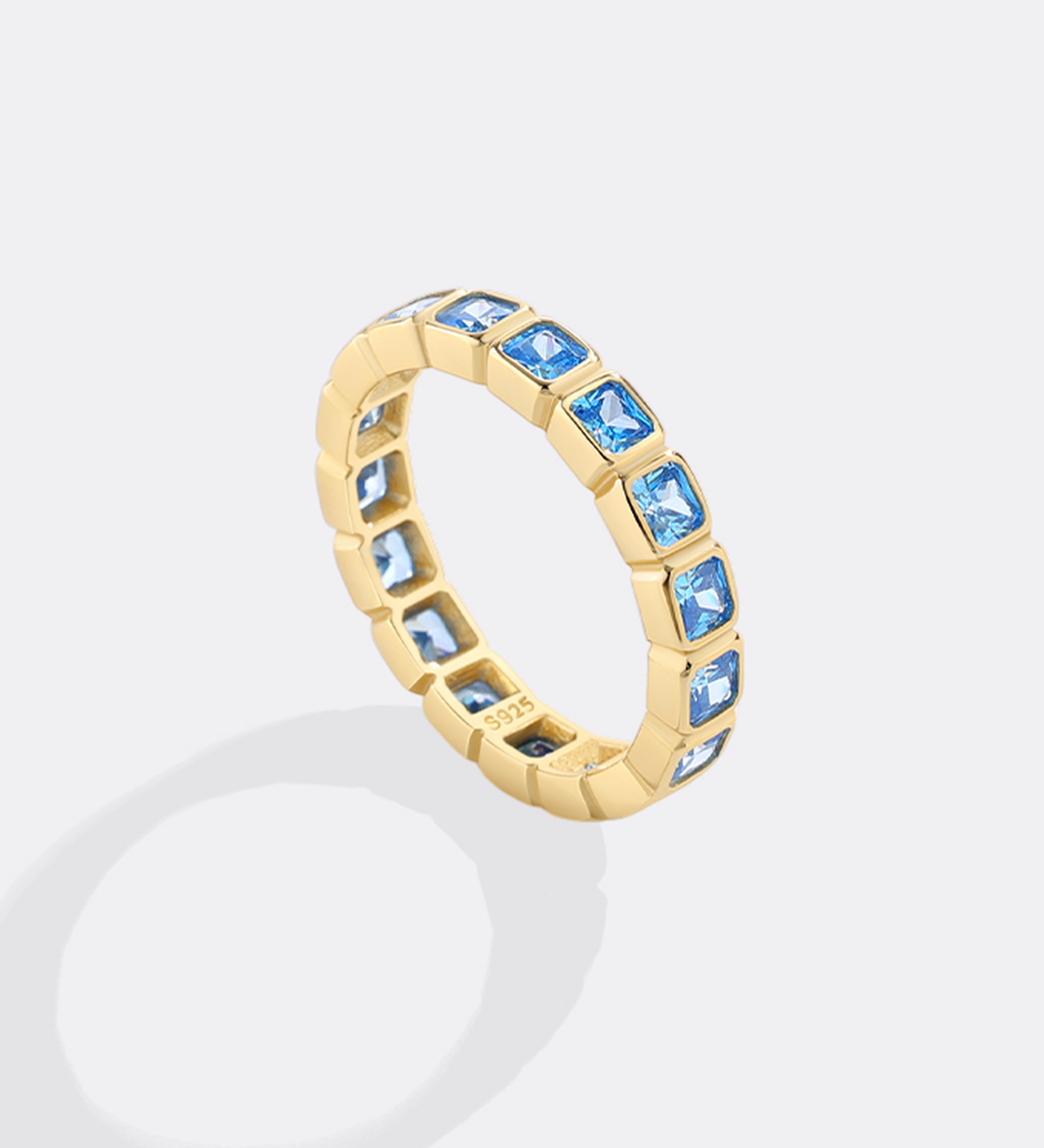 Emerald Cut Birthstone Eternity Ring