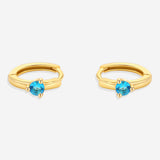 Solitaire Birthstone Huggie Hoop Earrings