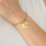 Personalized Beaded Double Heart Charm Bracelet