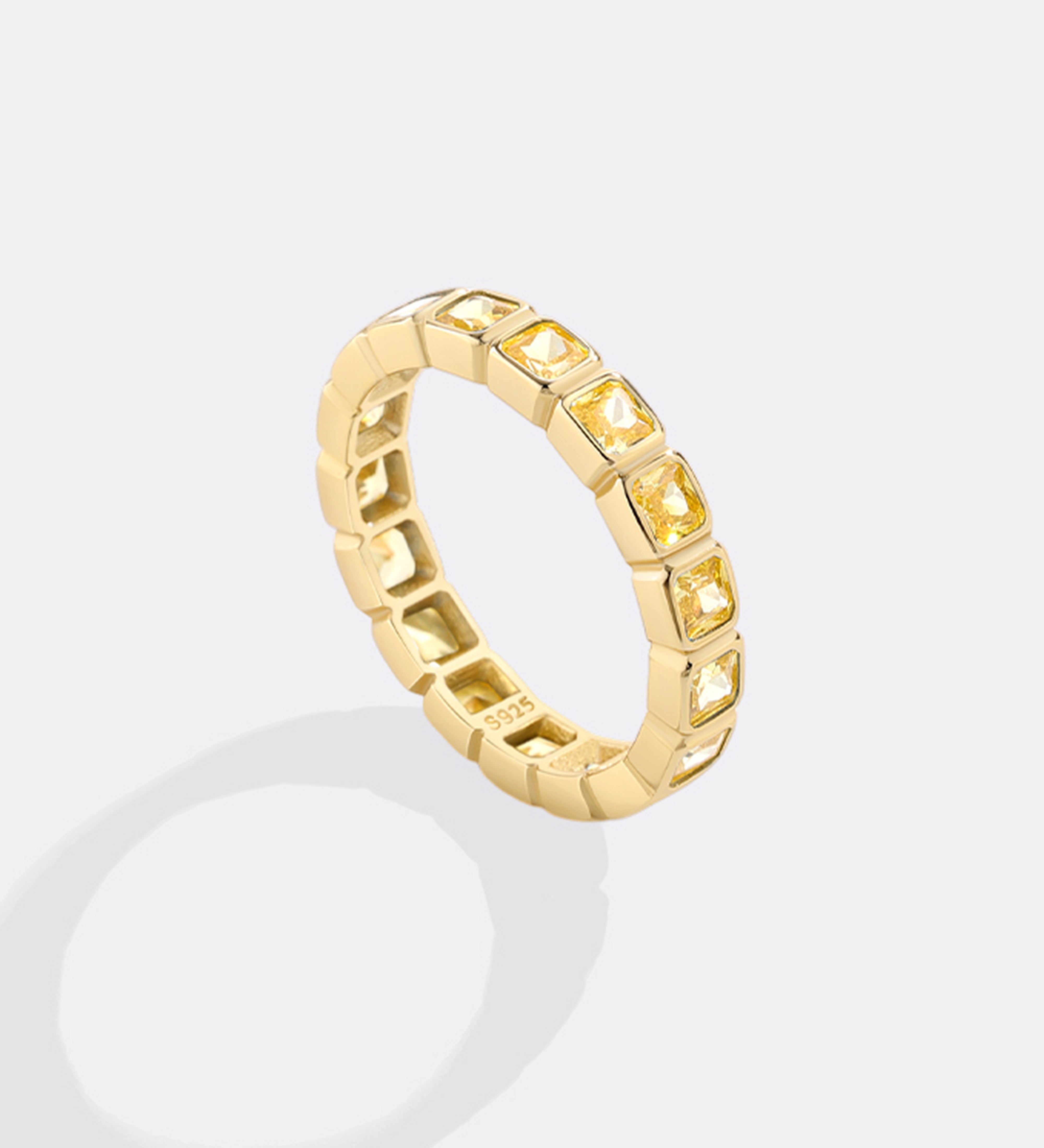 Emerald Cut Birthstone Eternity Ring