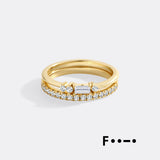 Morse Code and Micro Pave Eternity Ring Stacking Set