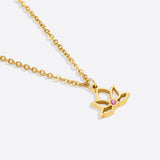 Mini Lotus Birthstone Pendant Necklace