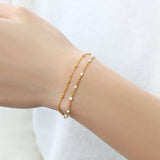 Dainty Double Chain Beaded Bracelet