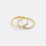 Morse Code and Micro Pave Eternity Ring Stacking Set