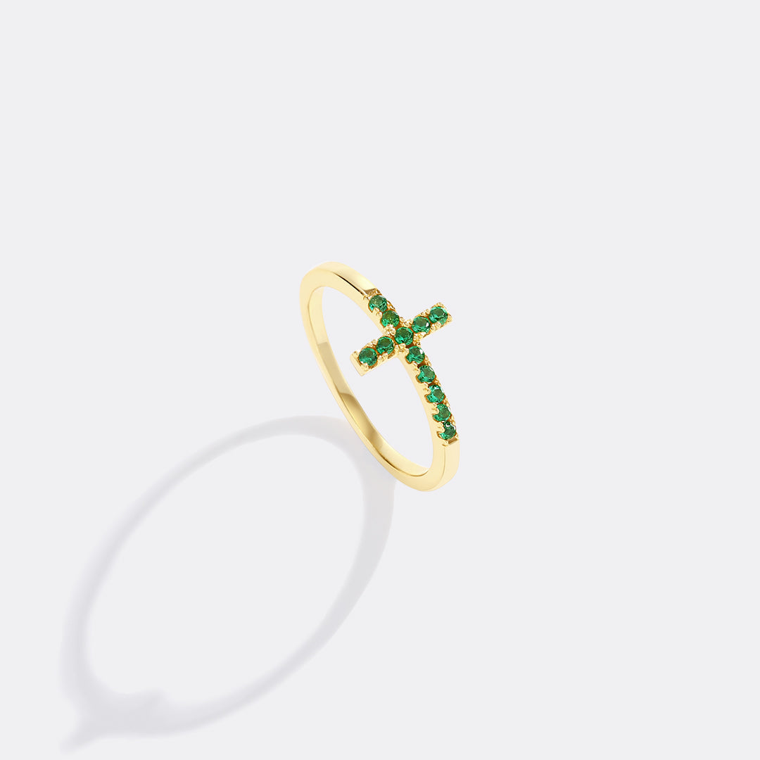 Birthstone Cross Ring