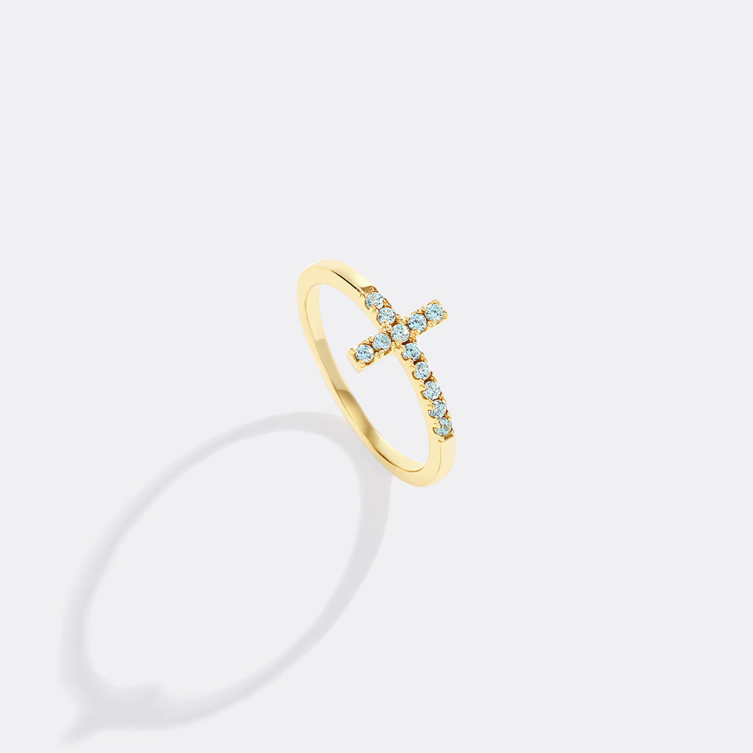 Birthstone Cross Ring
