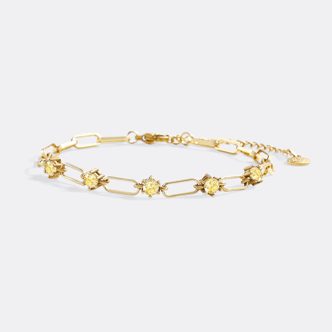 Paperclip Bracelet with Gemstone Accents