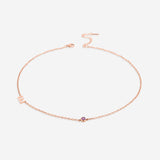 Initial Necklace with Birthstone Accent