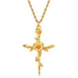 Floral Cross Pendant Necklace