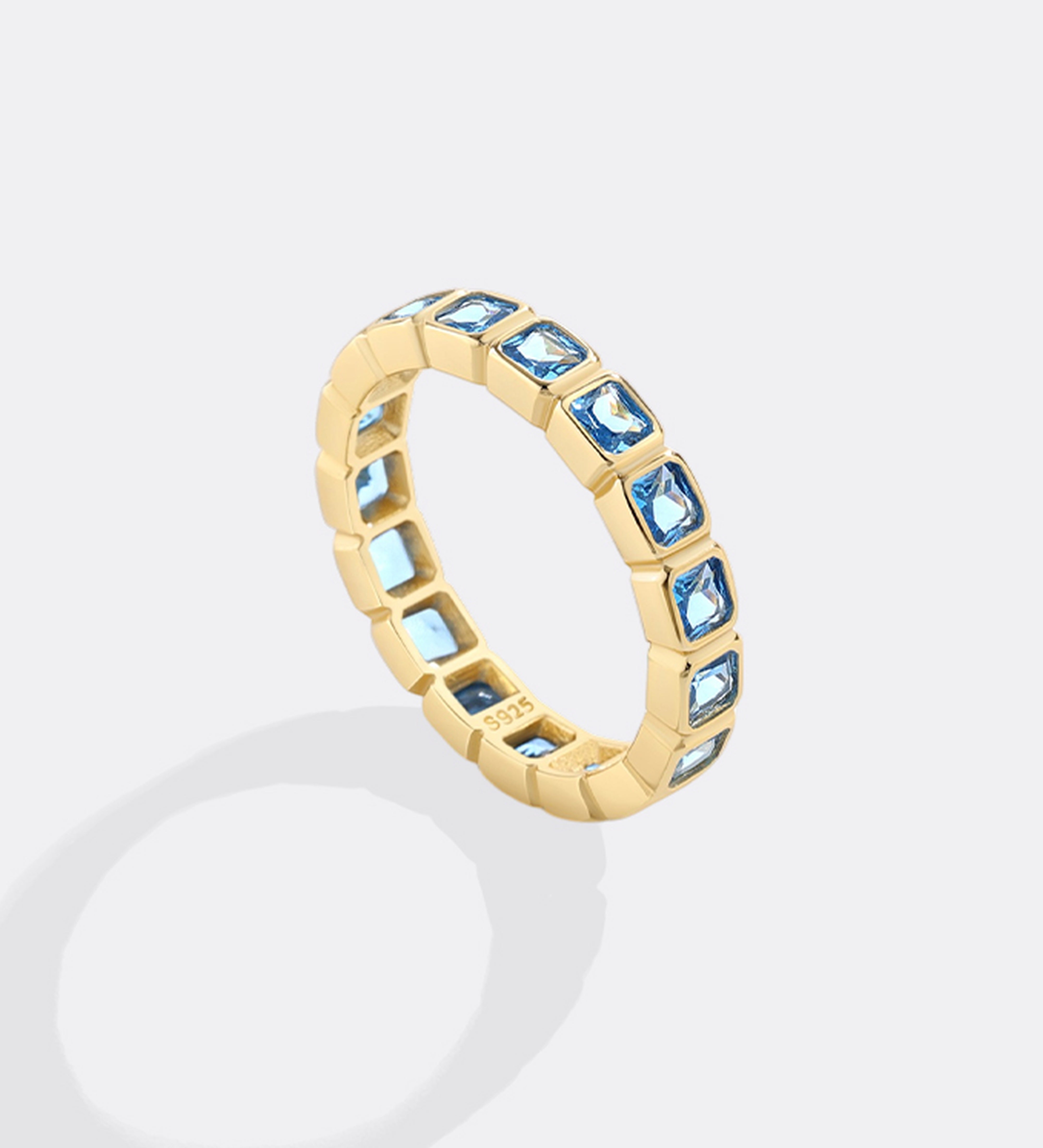 Emerald Cut Birthstone Eternity Ring