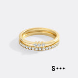 Morse Code and Micro Pave Eternity Ring Stacking Set