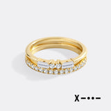 Morse Code and Micro Pave Eternity Ring Stacking Set