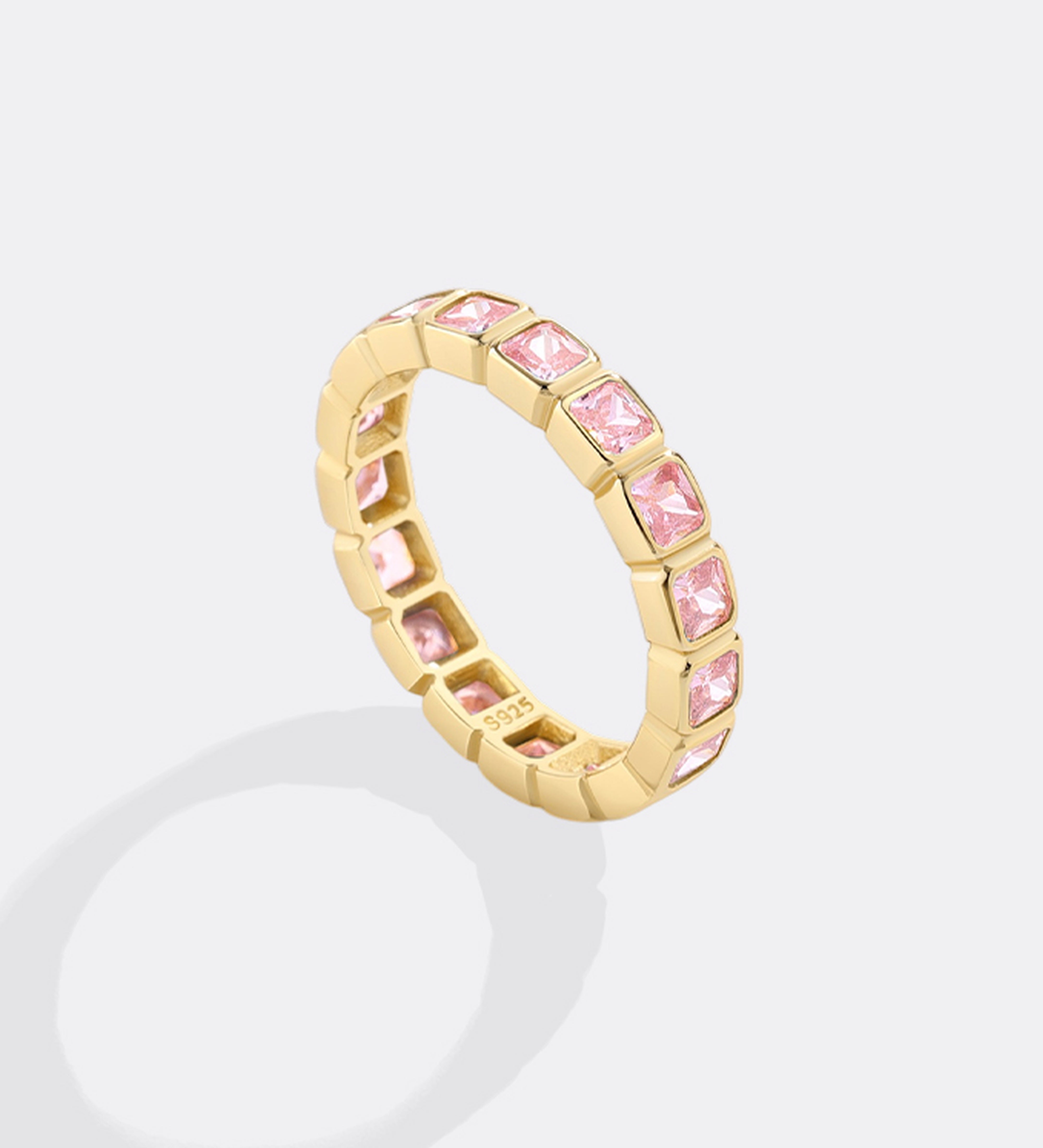 Emerald Cut Birthstone Eternity Ring