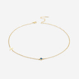 Initial Necklace with Birthstone Accent