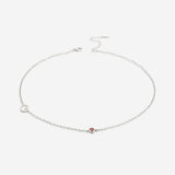 Initial Necklace with Birthstone Accent