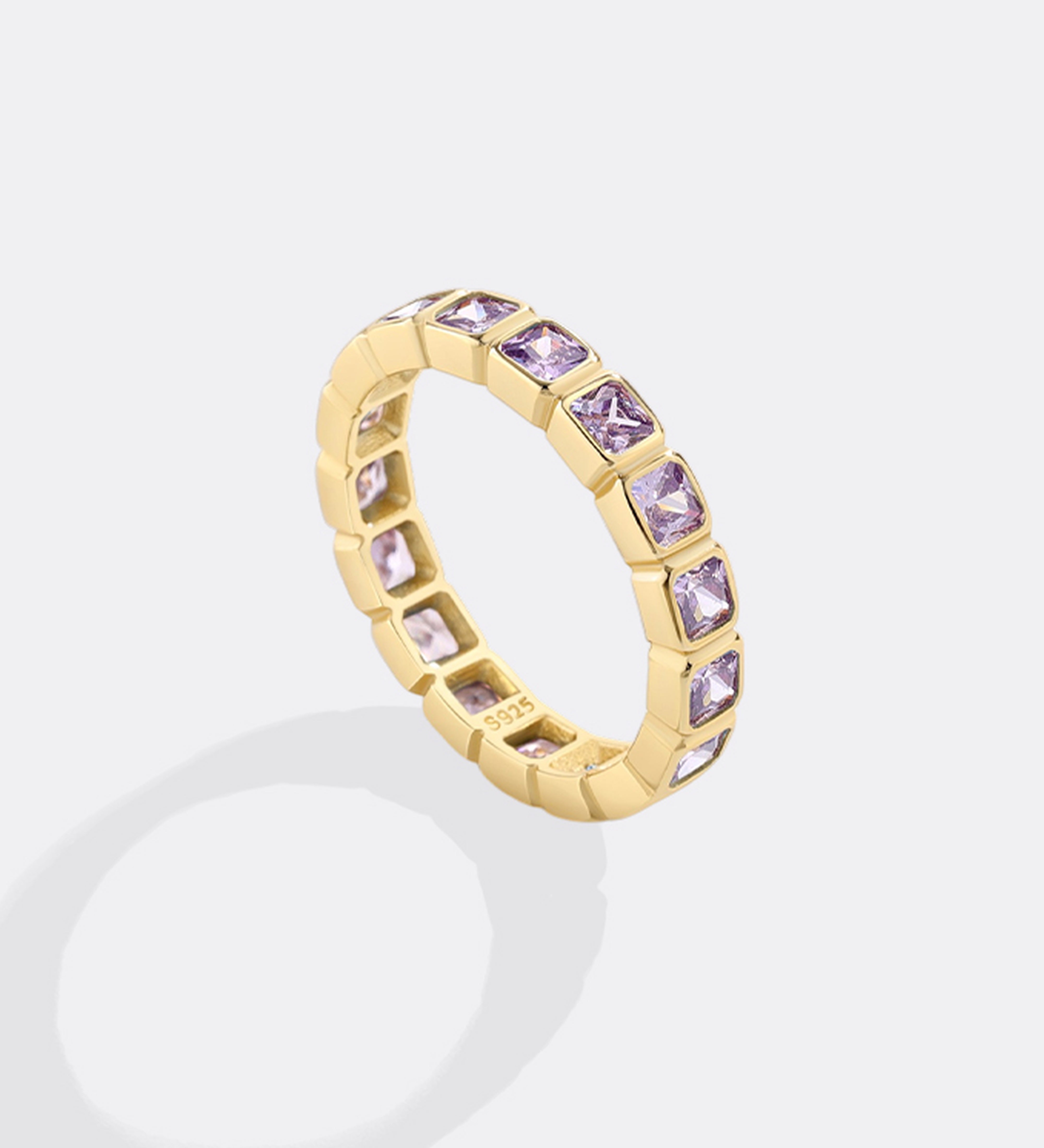 Emerald Cut Birthstone Eternity Ring