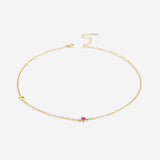 Initial Necklace with Birthstone Accent