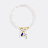 Pearl Cross Charm Bracelet